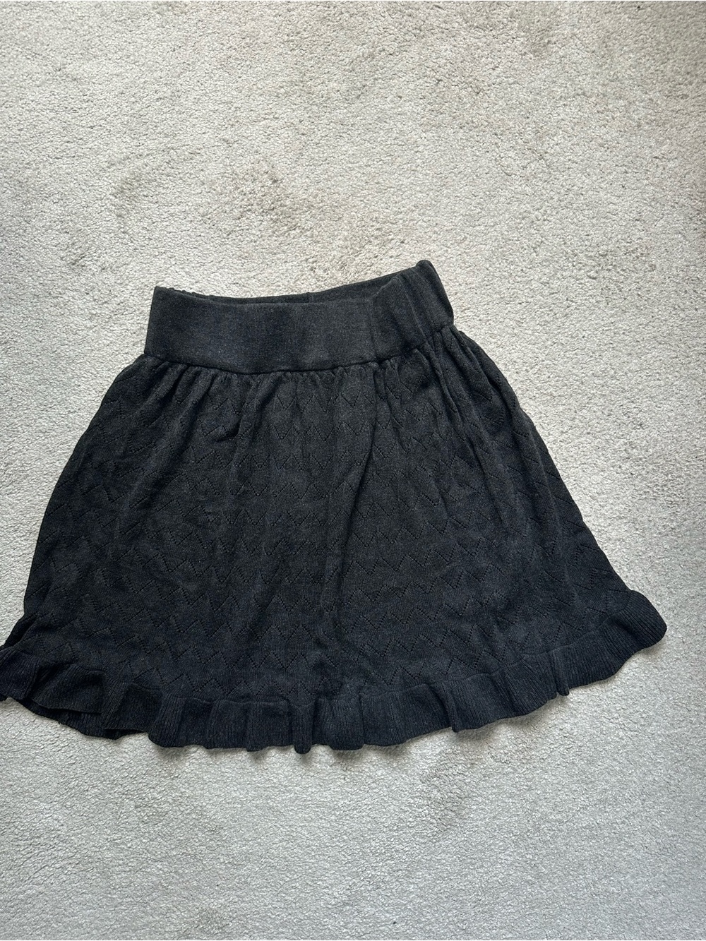 Dark gray Knit Ruffled Hem Women's Skirt